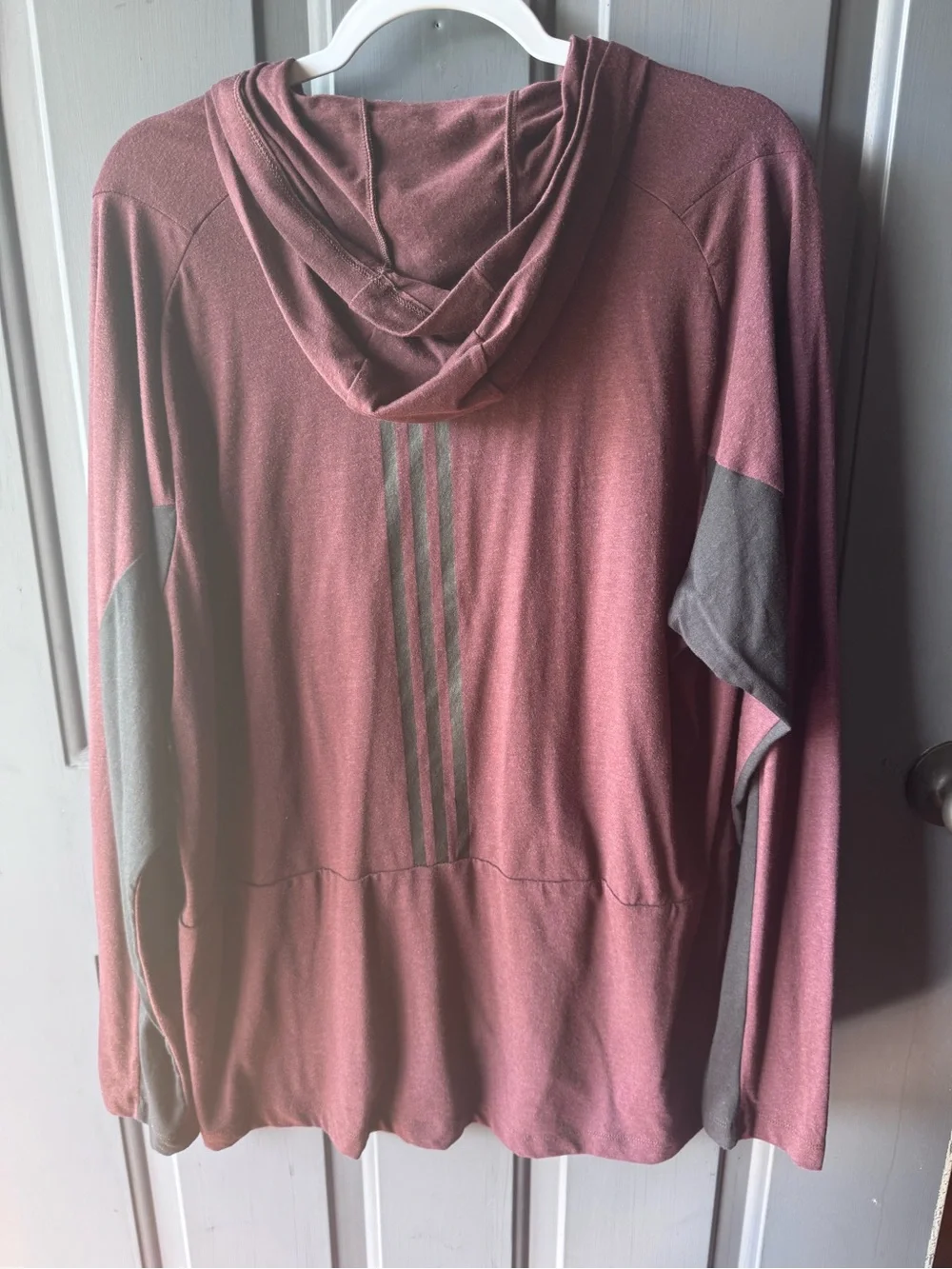adidas Men's Maroon Hooded Long Sleeve Shirt